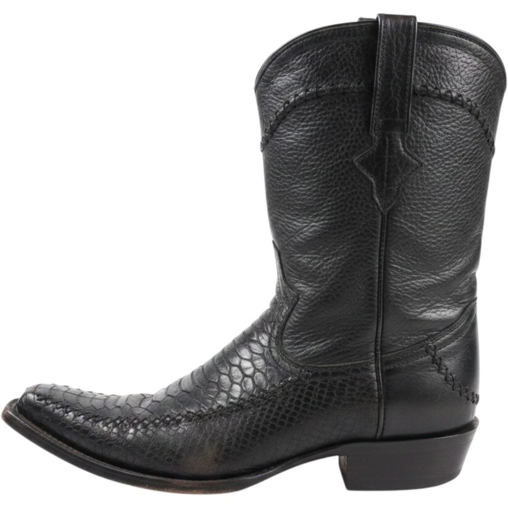 Innovation Boots Mens Cowboy 8 Black Python Snakeskin Snip Toe Side Zip Mexico